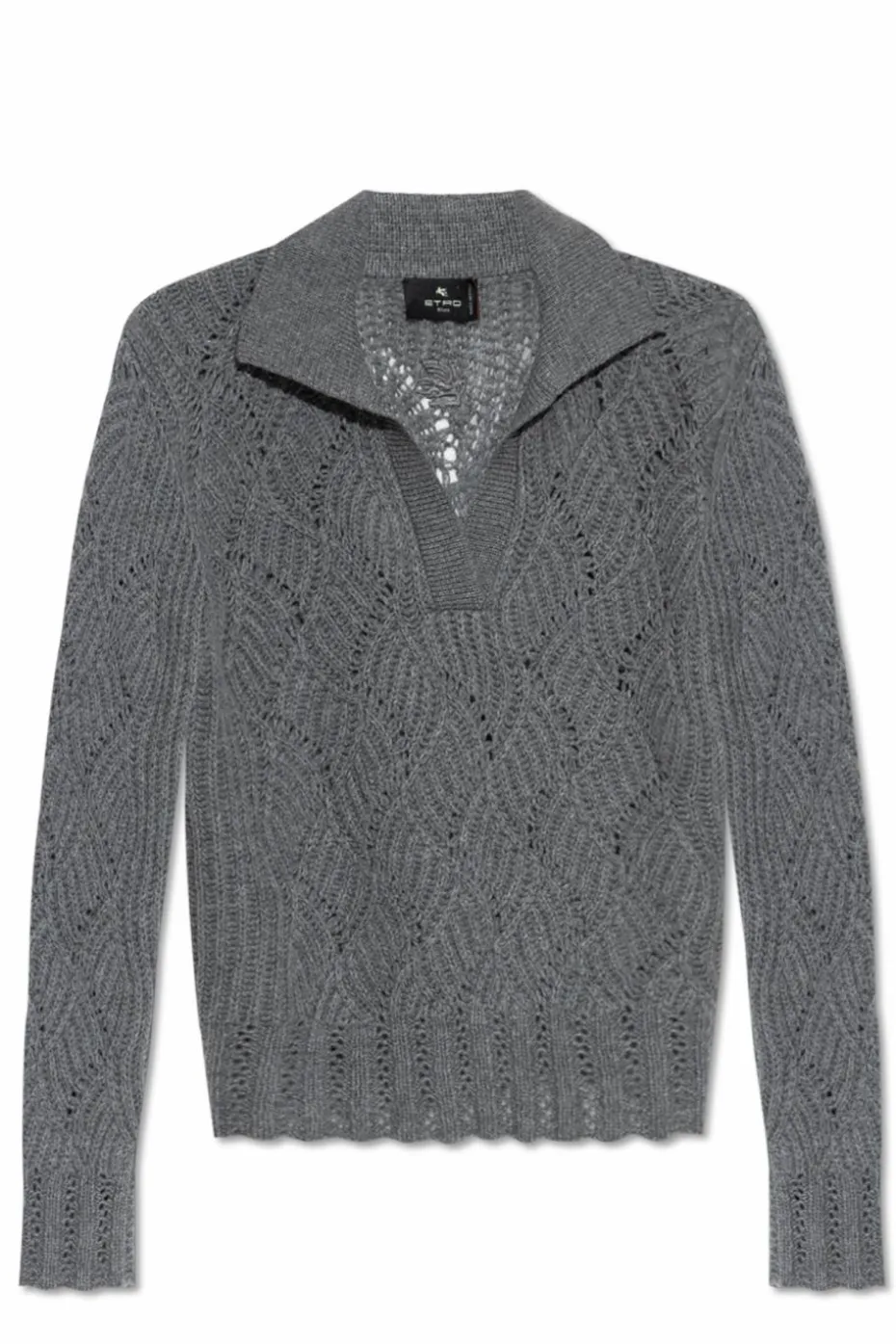 Etro GREY Cashmere sweater with collar