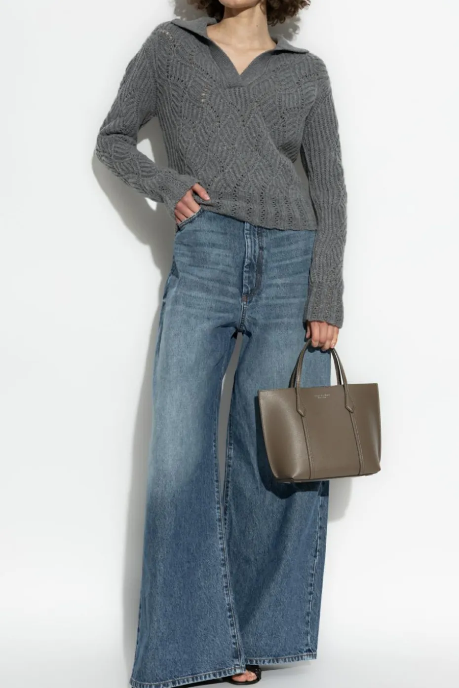 Etro GREY Cashmere sweater with collar