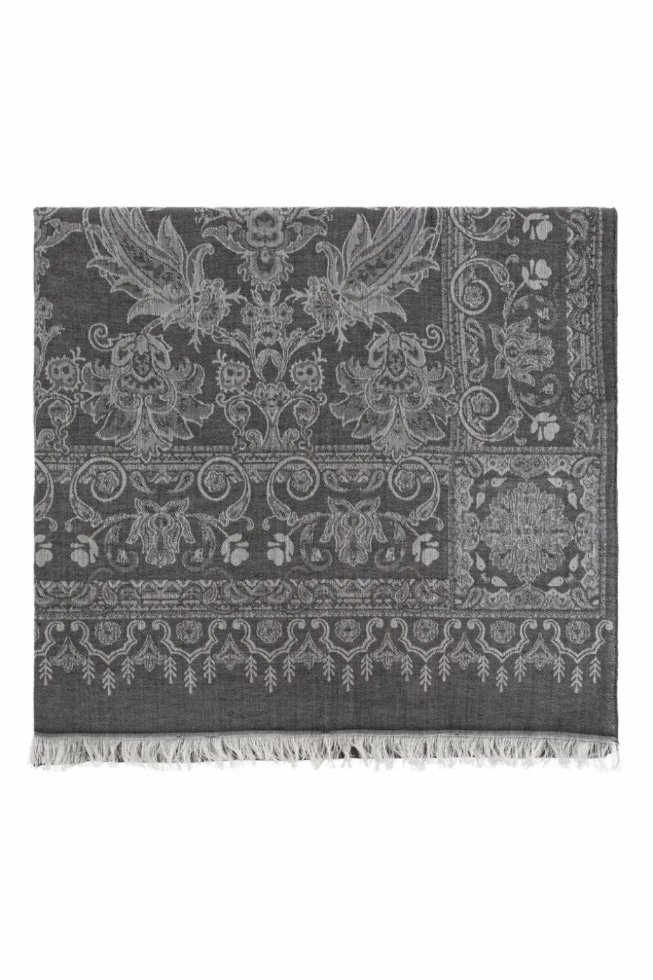 Etro GREY Scarf with a decorative pattern