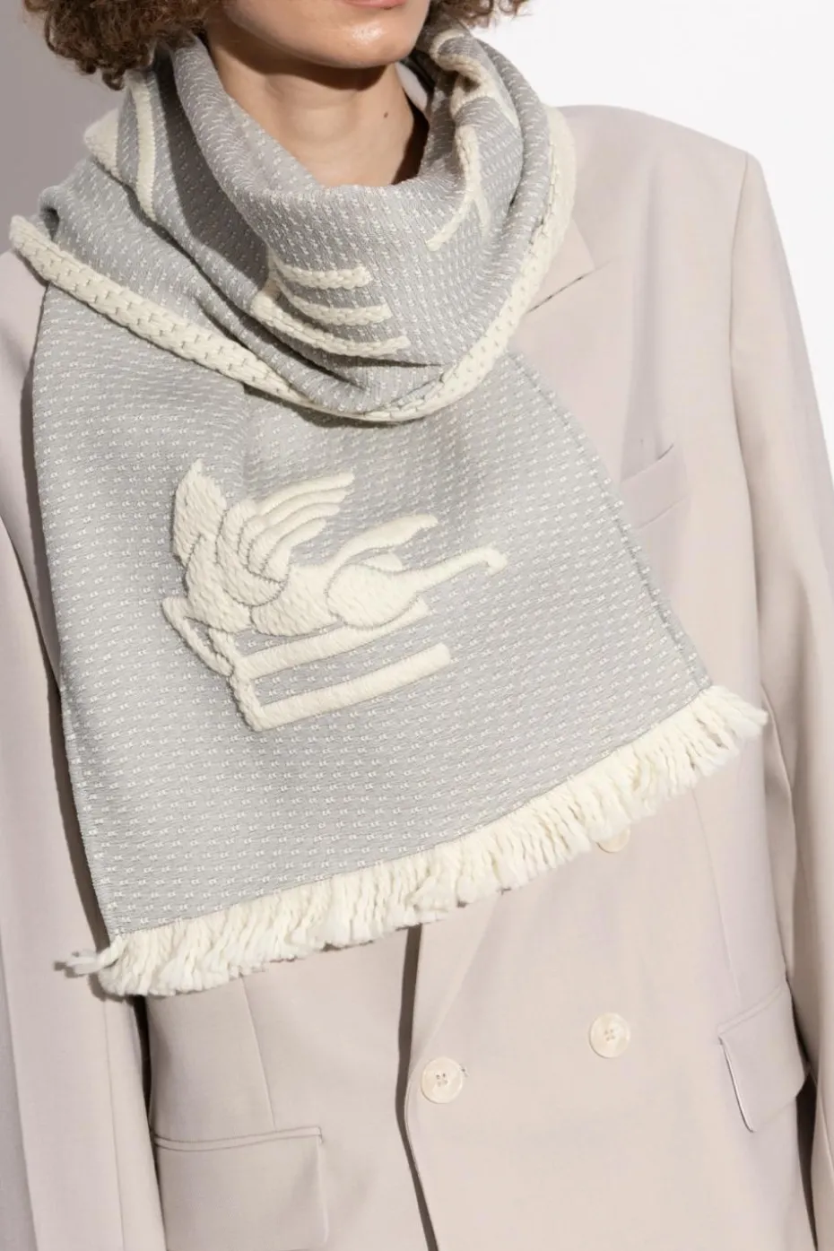 Etro GREY Scarf with logo