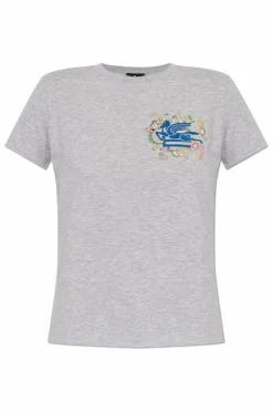 Etro GREY T-shirt with embroidered logo
