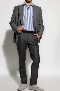 Etro GREY Wool pleated trousers