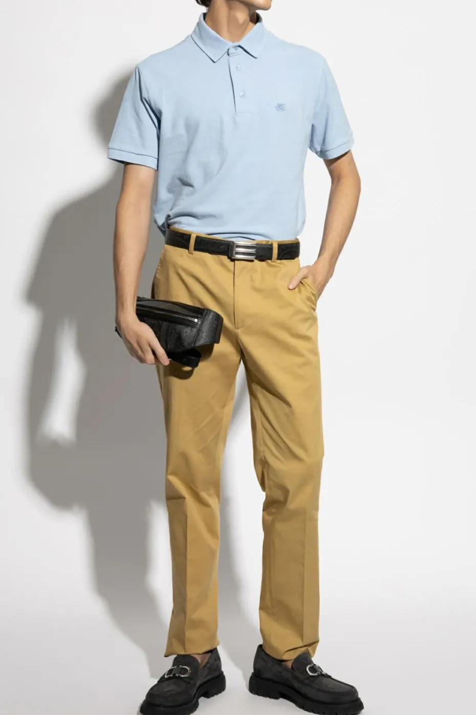 Etro light blue Polo with embroidered logo