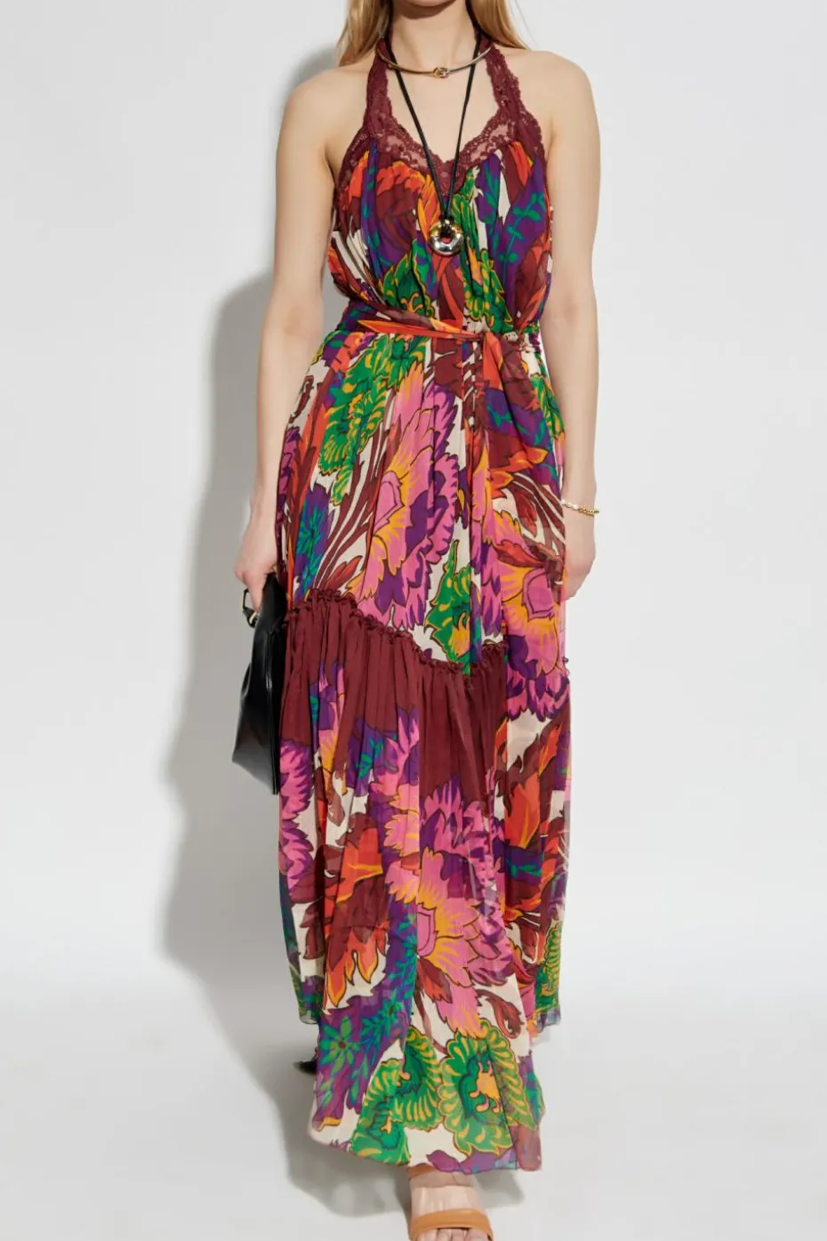 Etro MULTICOLOUR Silk dress with lace inserts