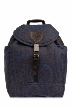 Etro NAVY BLUE Backpack with 'paisley' motif