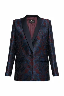 Etro NAVY BLUE Blazer with decorative pattern