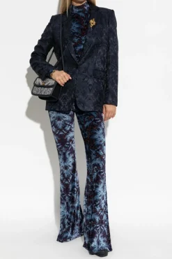 Etro NAVY BLUE Blazer with decorative pattern