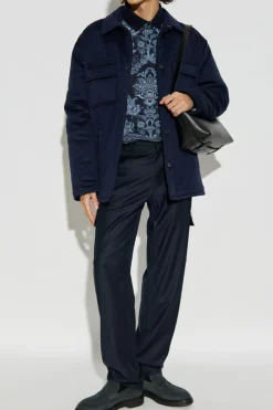 Etro NAVY BLUE Cashmere insulated jacket