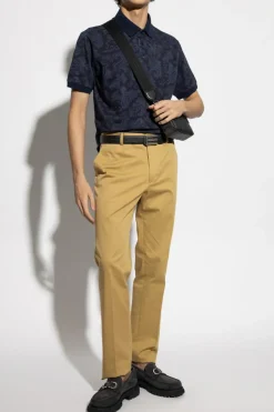 Etro NAVY BLUE Cotton polo with decorative pattern