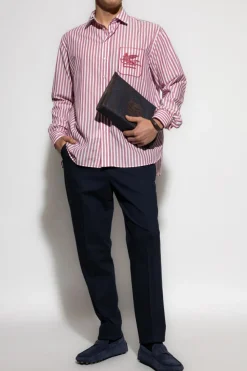 Etro NAVY BLUE Creased trousers