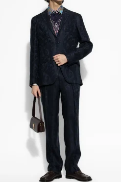 Etro NAVY BLUE Linen blazer