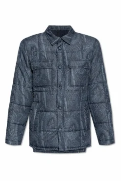 Etro NAVY BLUE Padded jacket with pockets