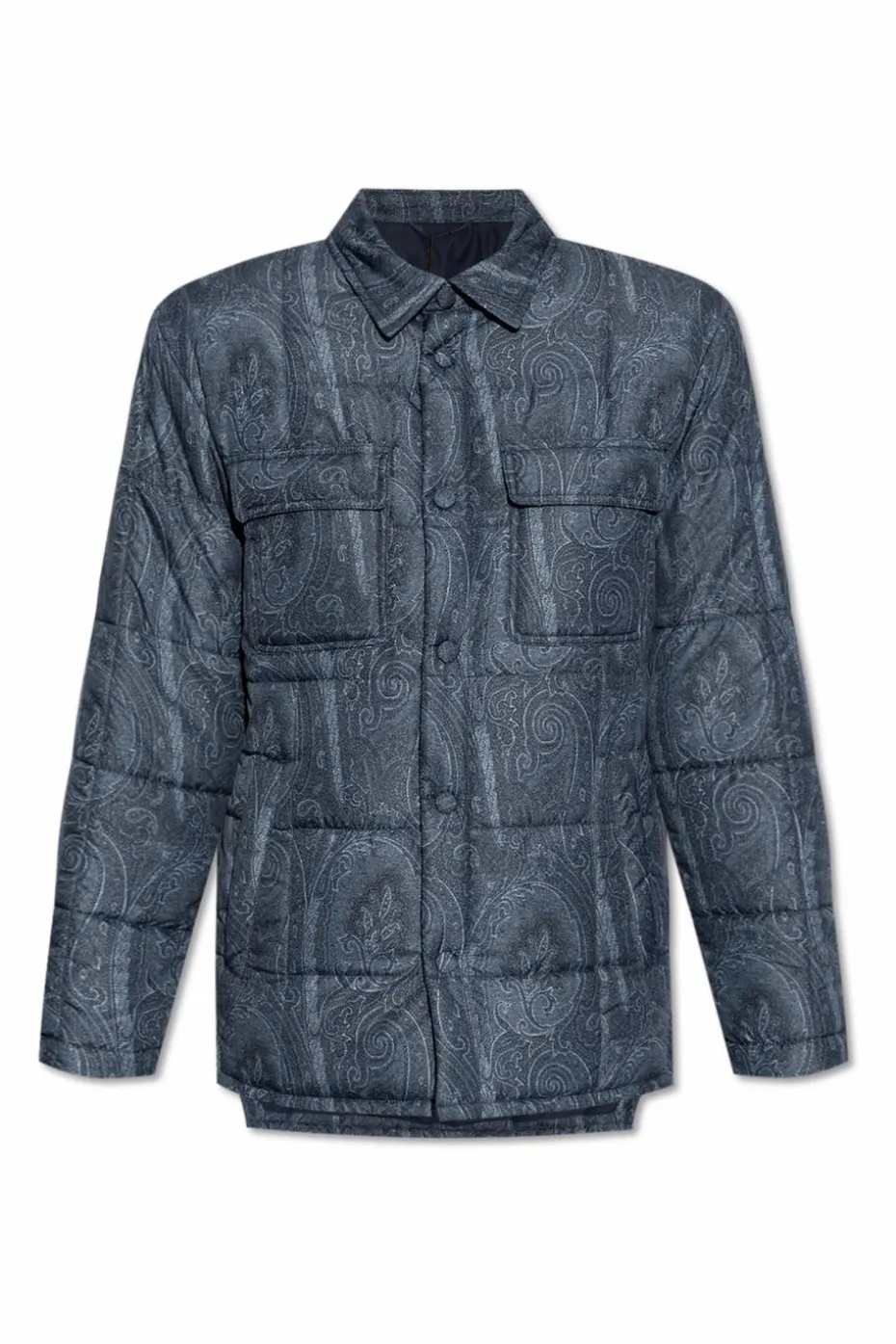 Etro NAVY BLUE Padded jacket with pockets