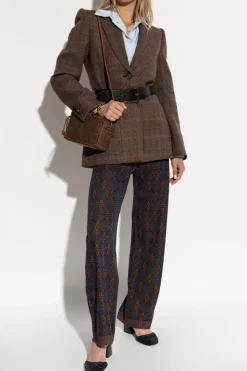 Etro NAVY BLUE Pants with Lurex Thread