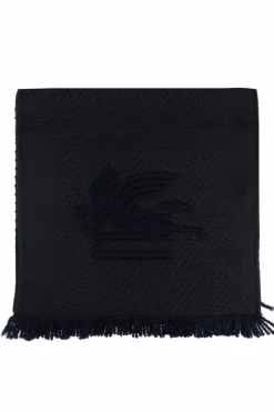 Etro NAVY BLUE Scarf with logo