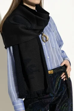 Etro NAVY BLUE Scarf with logo