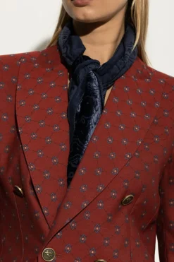Etro NAVY BLUE Scarf with a velvet pattern