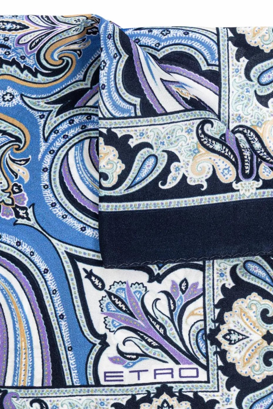 Etro NAVY BLUE Silk pocket square