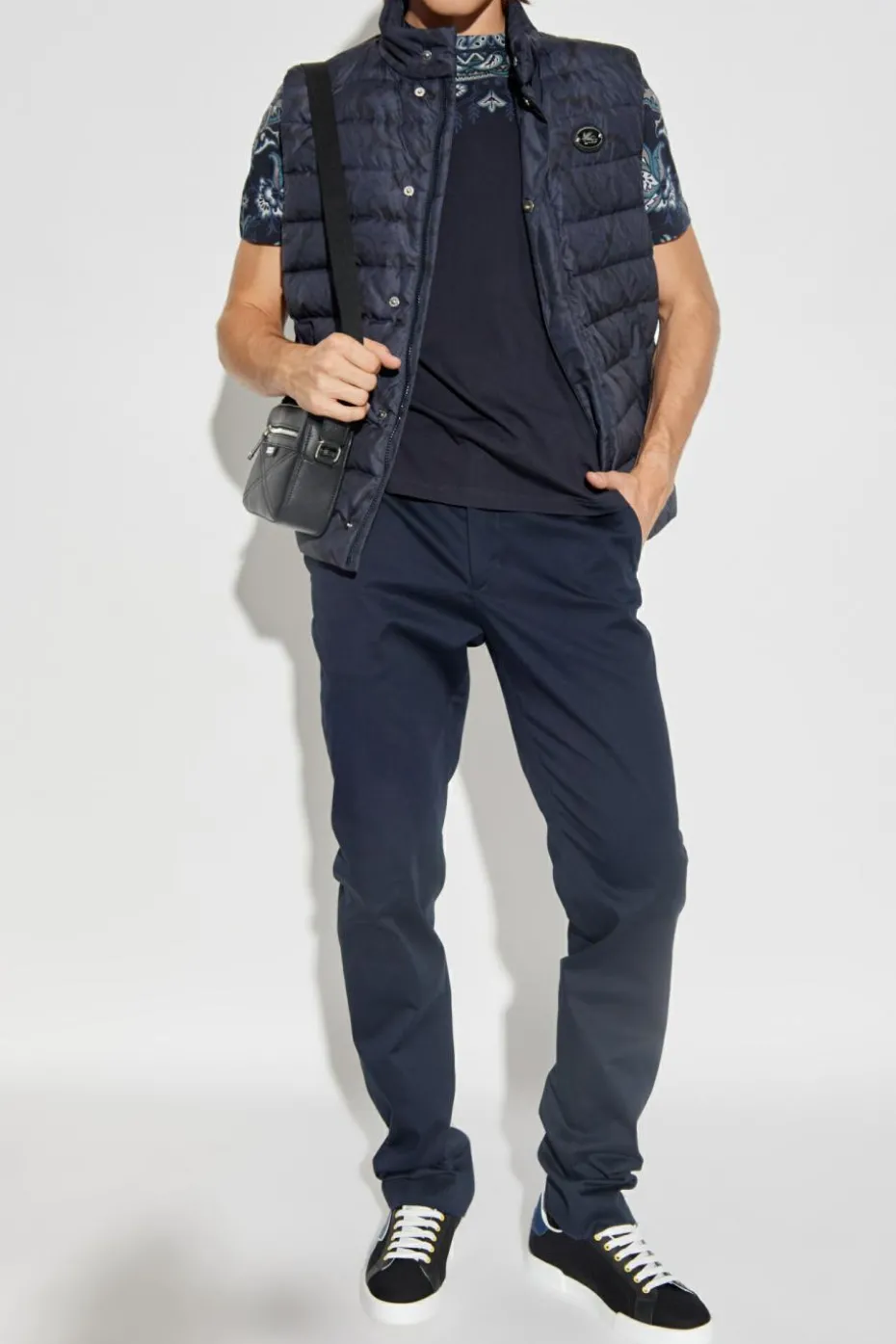Etro NAVY BLUE T-shirt with a pattern
