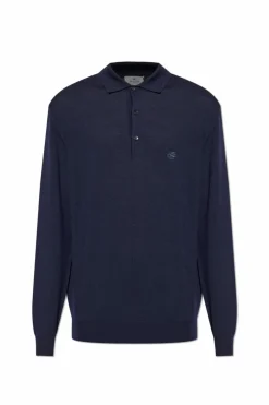 Etro NAVY BLUE Wool long-sleeve polo