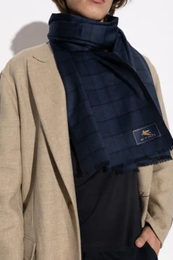 Etro NAVY BLUE Wool scarf