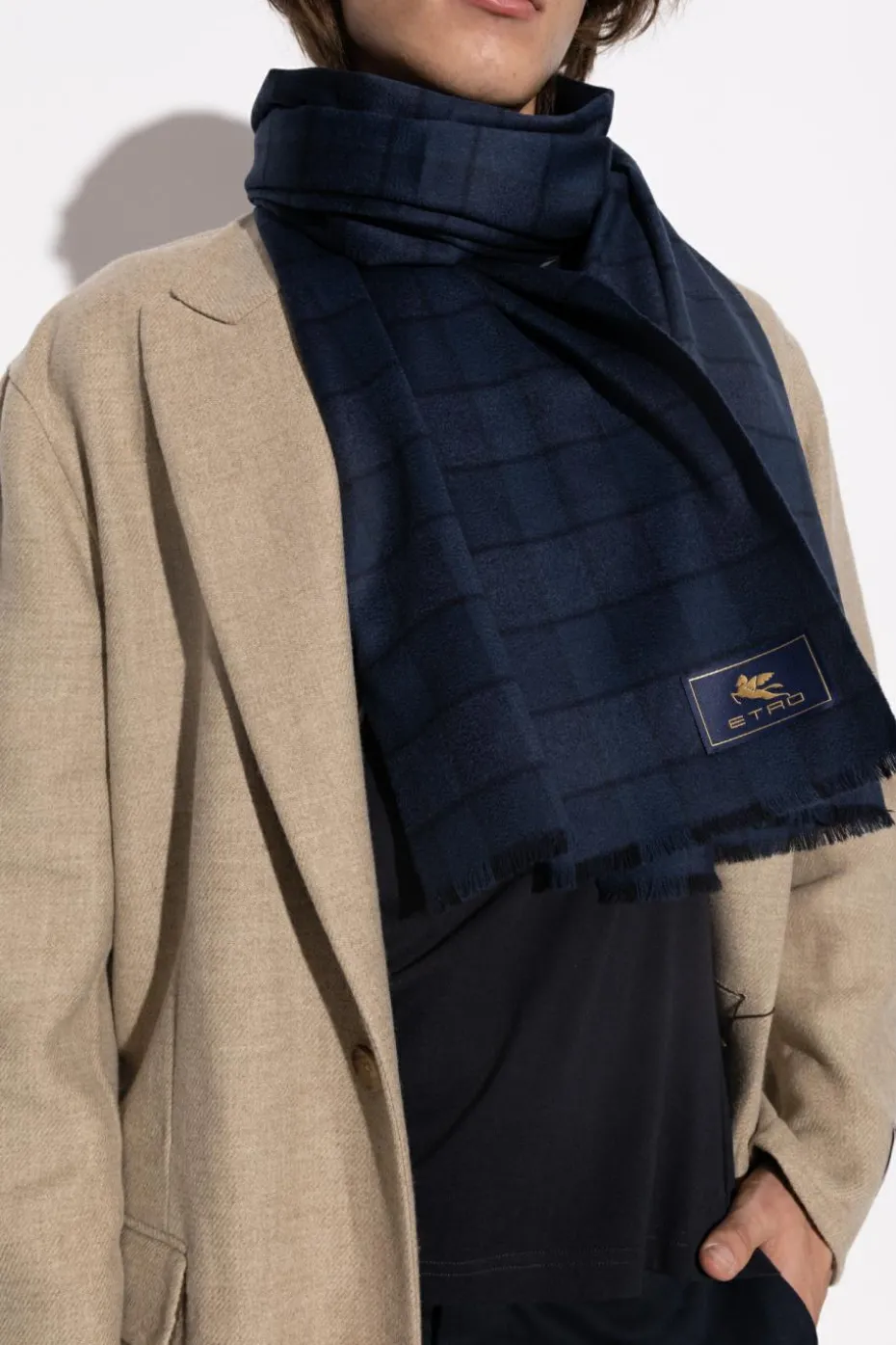 Etro NAVY BLUE Wool scarf