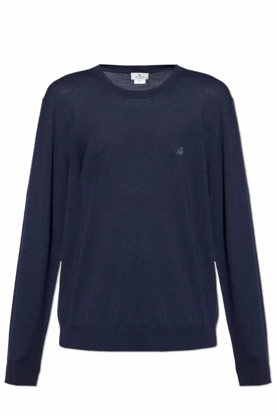 Etro NAVY BLUE Wool sweater with embroidered logo