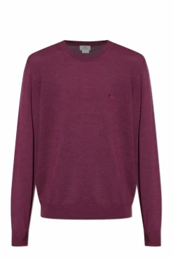 Etro PURPLE Wool sweater with embroidered logo