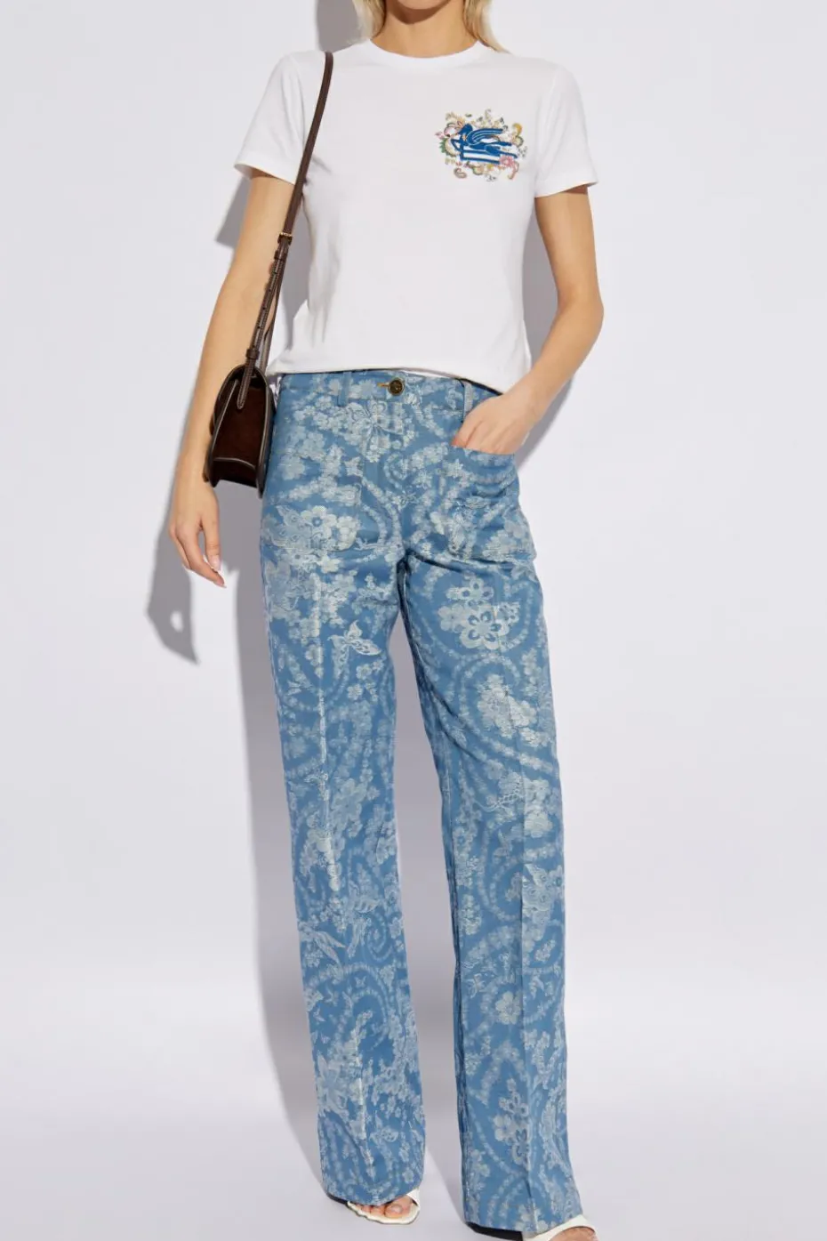 Etro WHITE T-shirt with embroidered logo