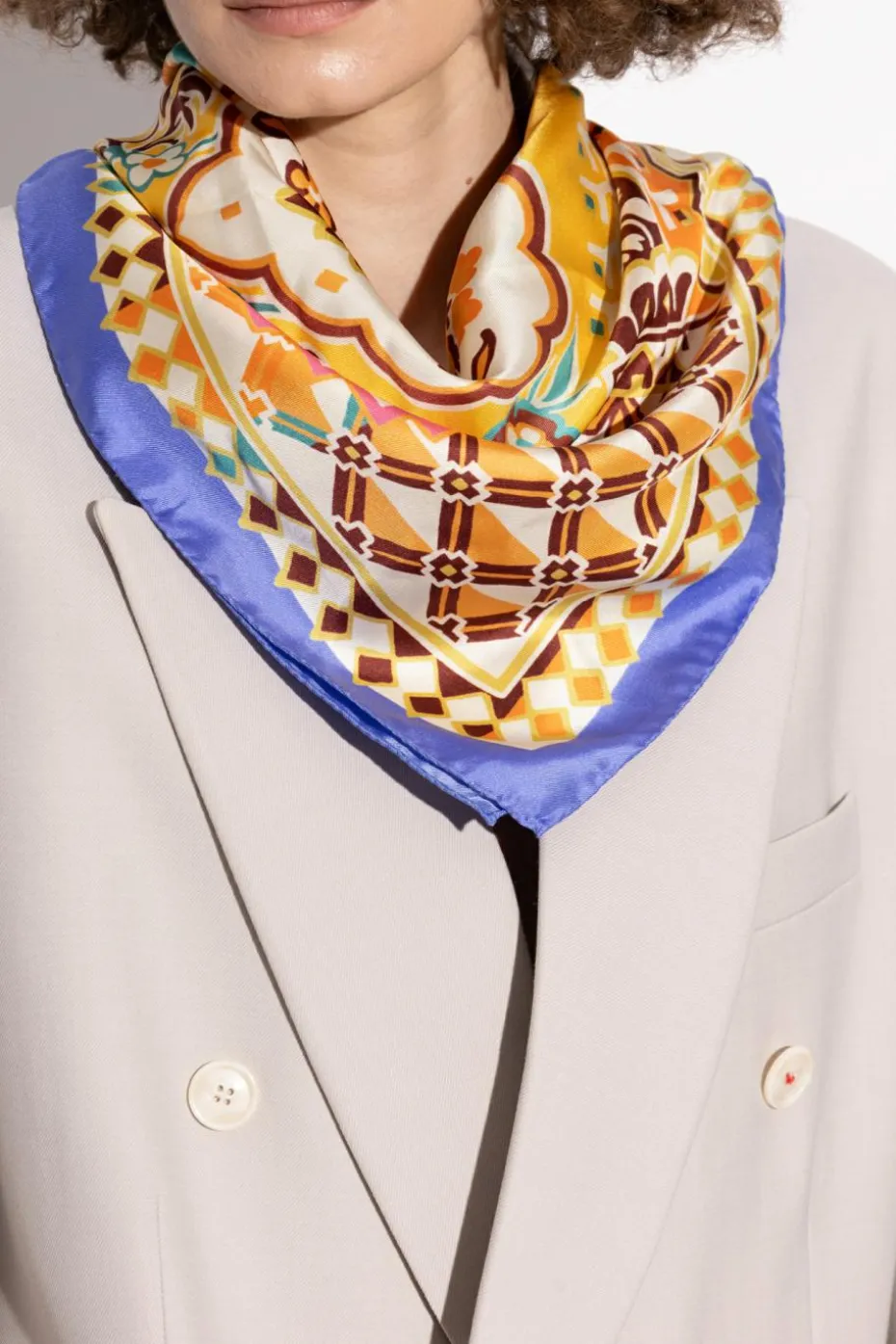 Etro YELLOW Silk scarf with print