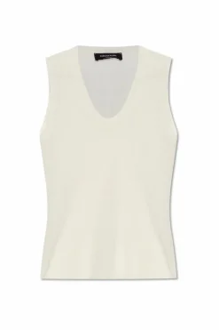 Fabiana Filippi cream Ribbed sleeveless top