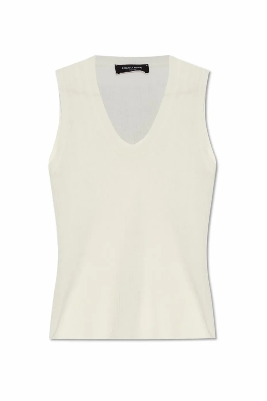 Fabiana Filippi cream Ribbed sleeveless top