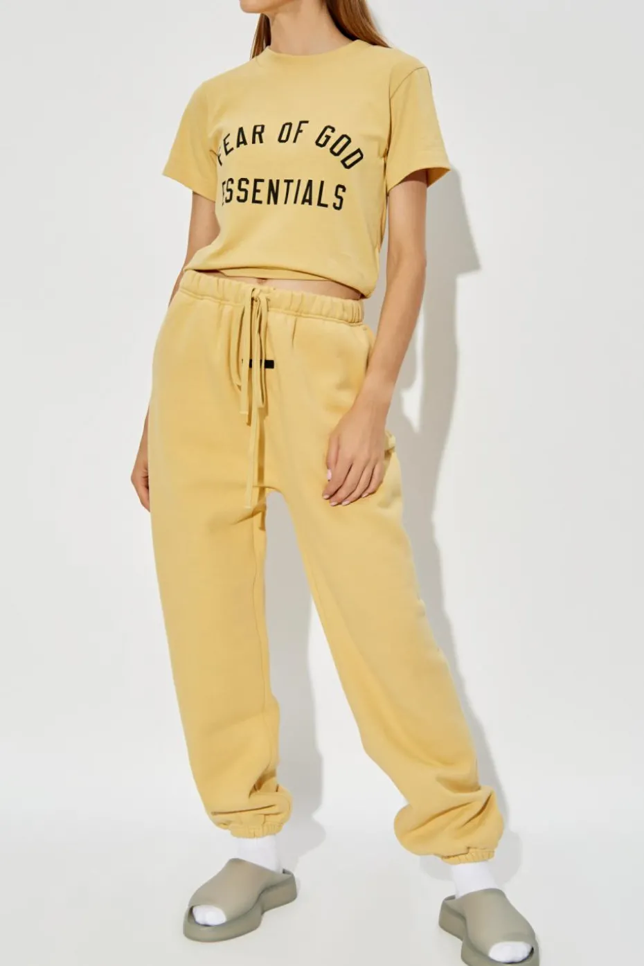 Fear Of God Essentials YELLOW Sweatpants with logo