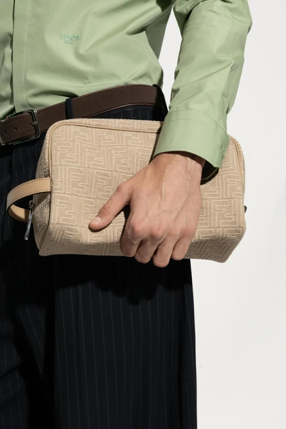 Fendi beige Monogrammed cosmetic bag