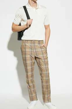 Fendi beige Pants with check pattern