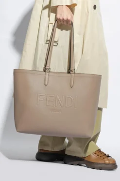 Fendi beige Shopper bag with logo