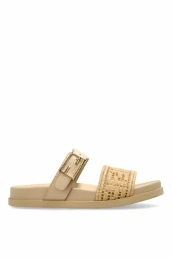 Fendi beige Slides with logo