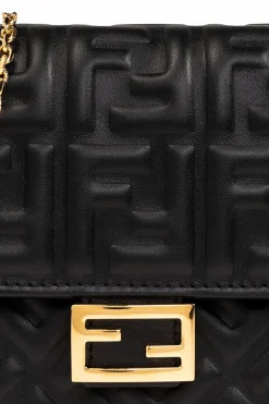 Fendi BLACK ‘Baguette’ wallet with chain