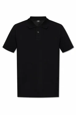 Fendi BLACK Polo with an appliqué in the shape of a logo