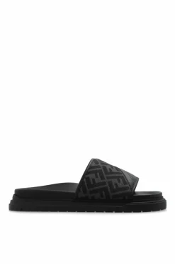 Fendi BLACK Slippers with logo