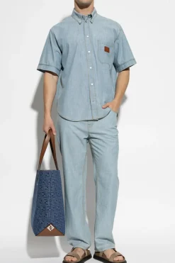 Fendi BLUE Denim short-sleeve shirt