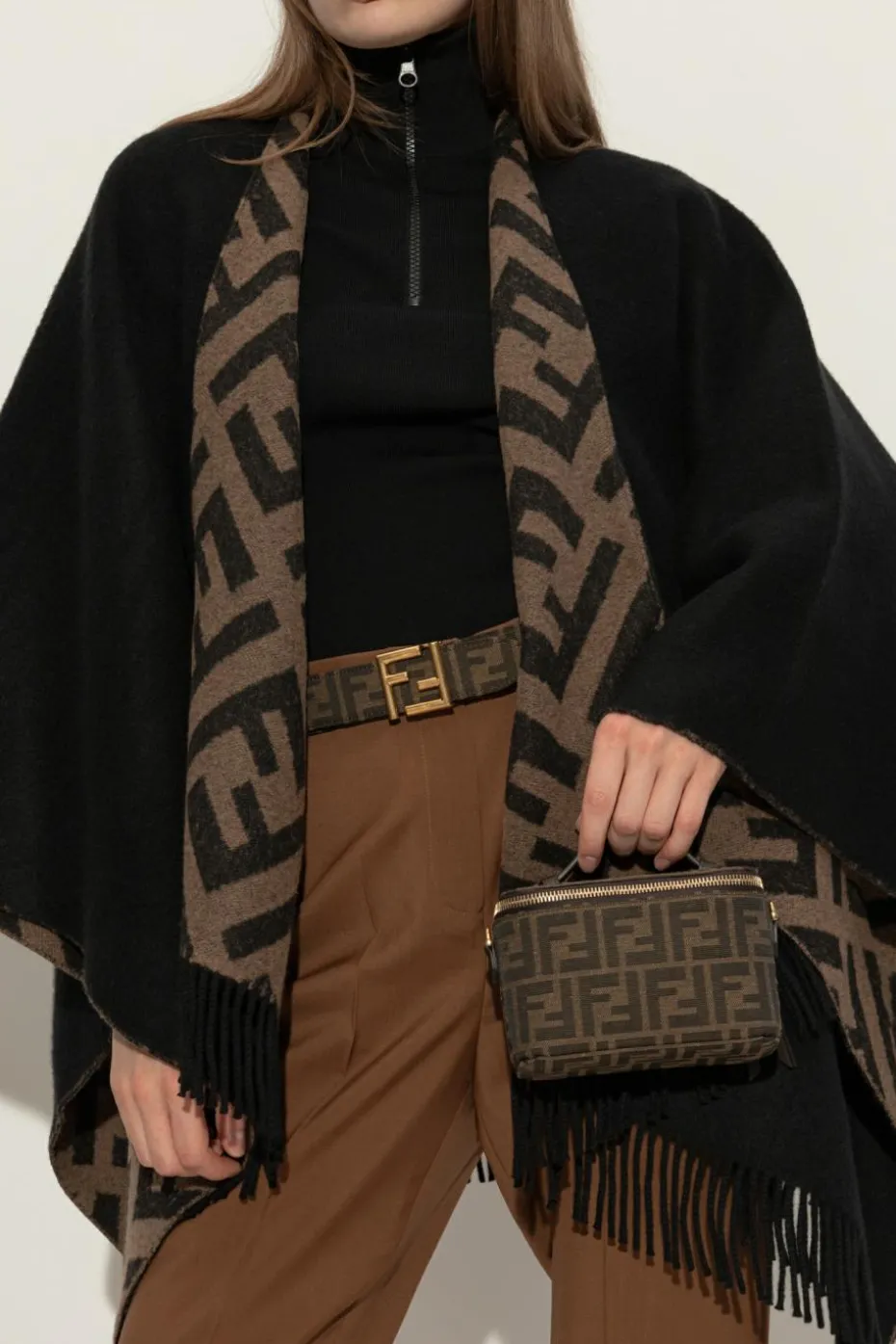 Fendi BROWN Belted vanity bag "Vanity"