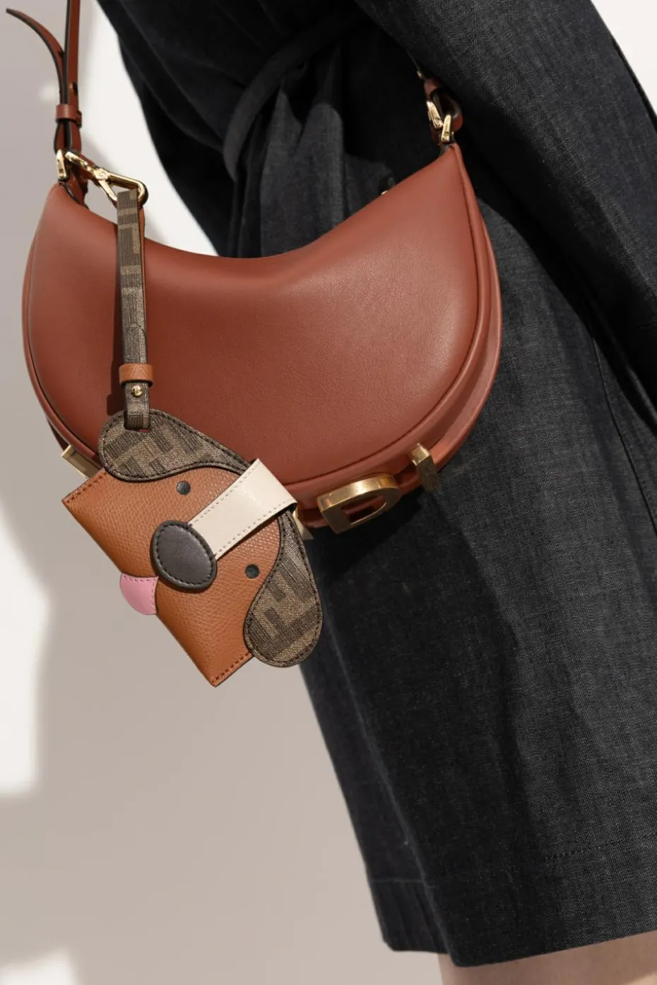 Fendi BROWN Card case with wrist strap
