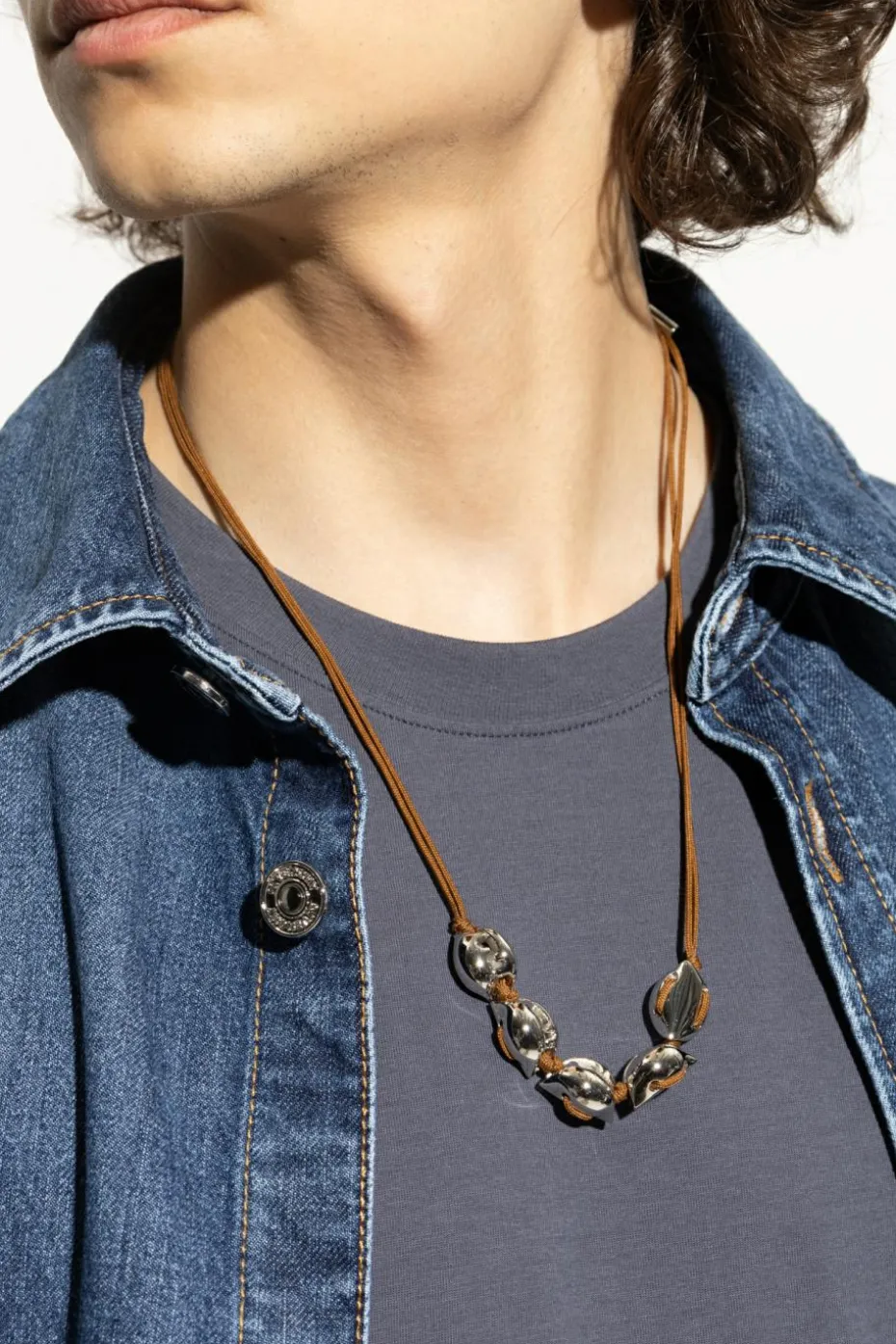 Fendi BROWN Necklace with brass ornaments
