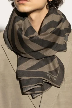 Fendi BROWN Scarf with logo