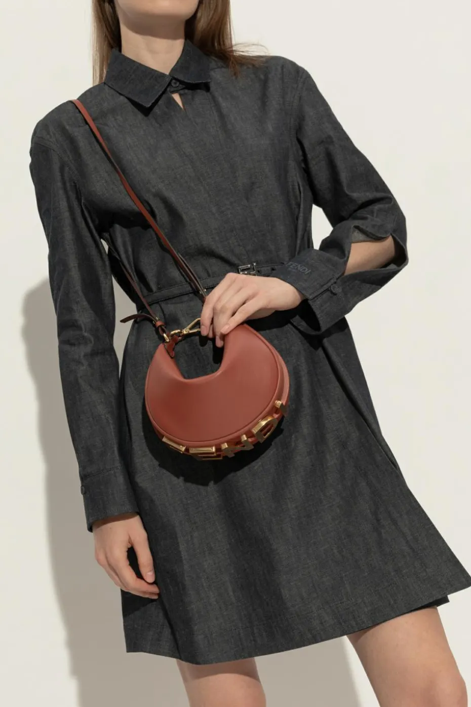 Fendi BROWN Shoulder bag `Fendigraphy Mini`