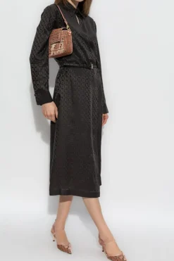 Fendi BROWN Silk dress with belt