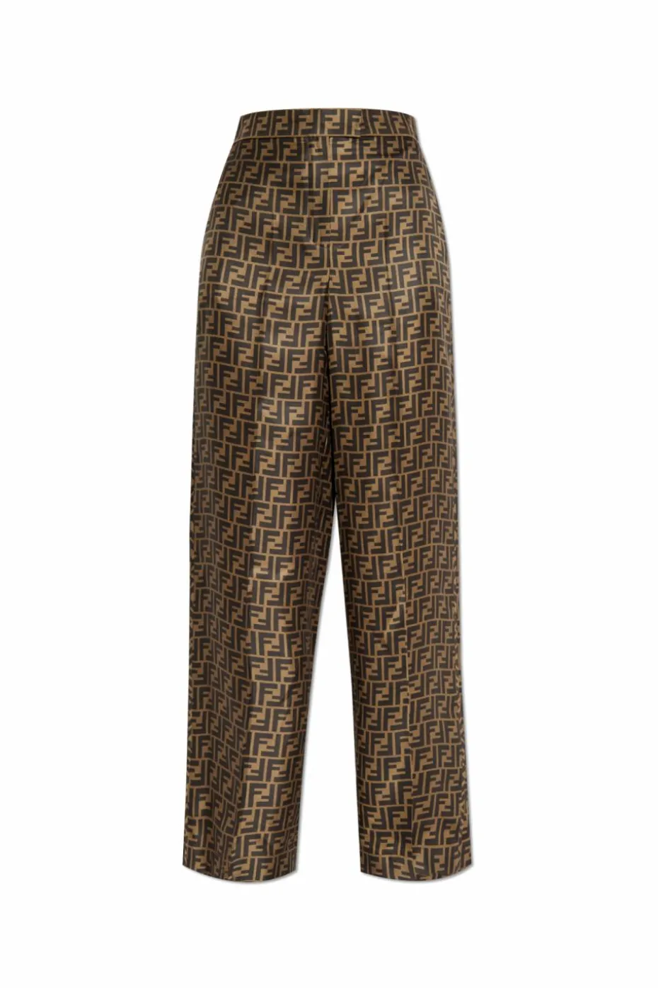 Fendi BROWN Silk trousers with monogram