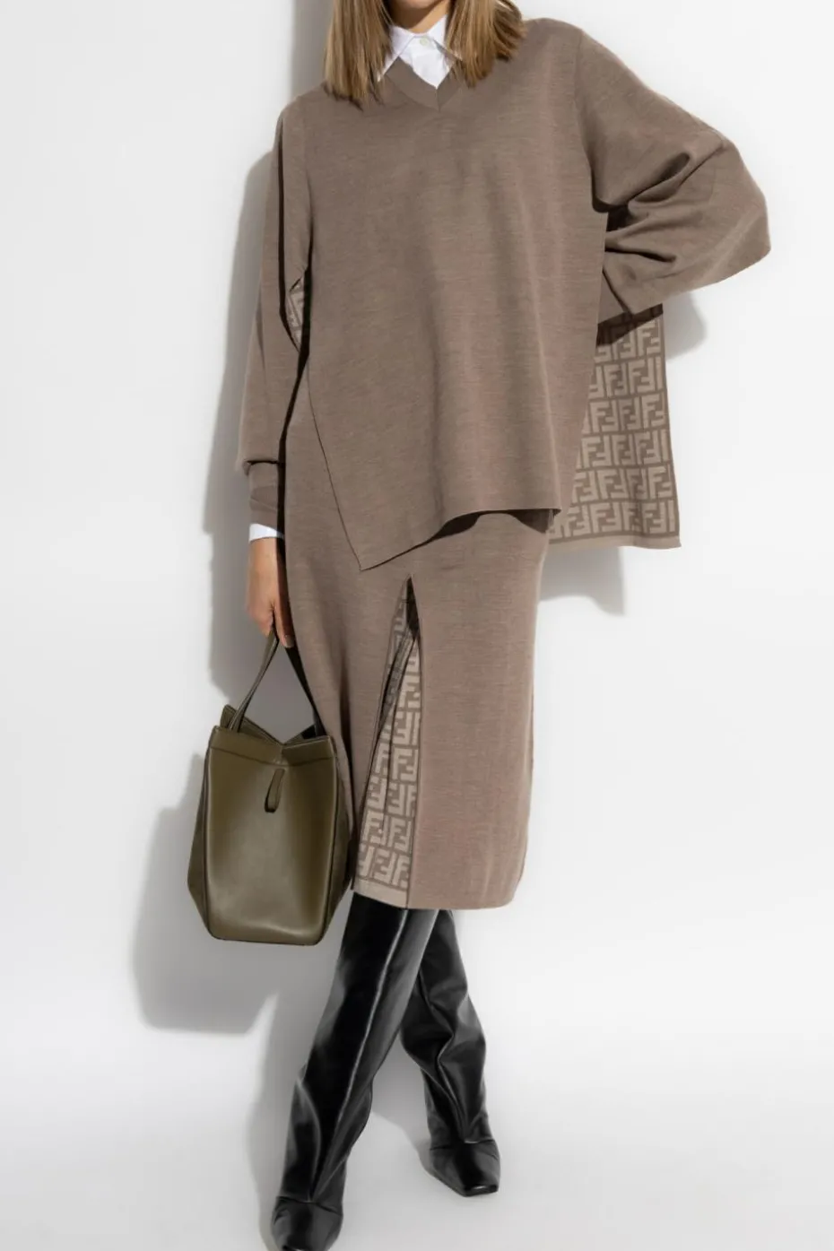 Fendi BROWN Skirt with front slit