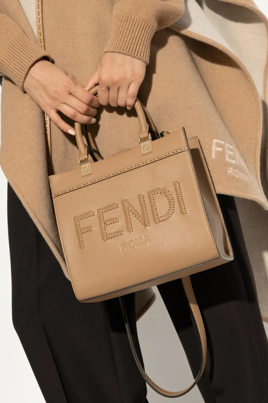 Fendi BROWN Sunshine Small shopper bag